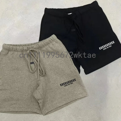 25SS Classic Men's Drawstring Shorts Luxury Design Double Row Silicone Letter Logo Shorts High Street Couple Loose Matching Set