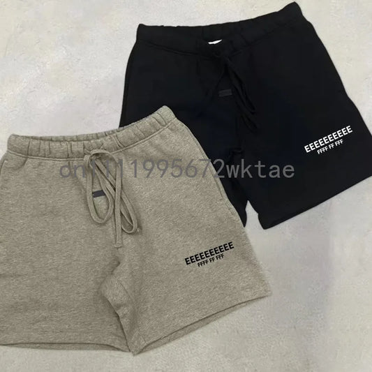 25SS Classic Men's Drawstring Shorts Luxury Design Double Row Silicone Letter Logo Shorts High Street Couple Loose Matching Set