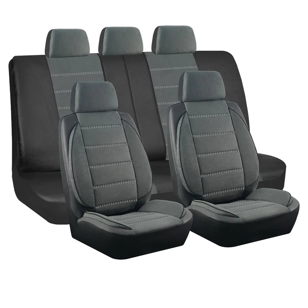 NEW Car Seat Covers Suede and Leather Stitching Seat Covers Universal Size Fit for Car SUV Truck Vans Accessories Interior