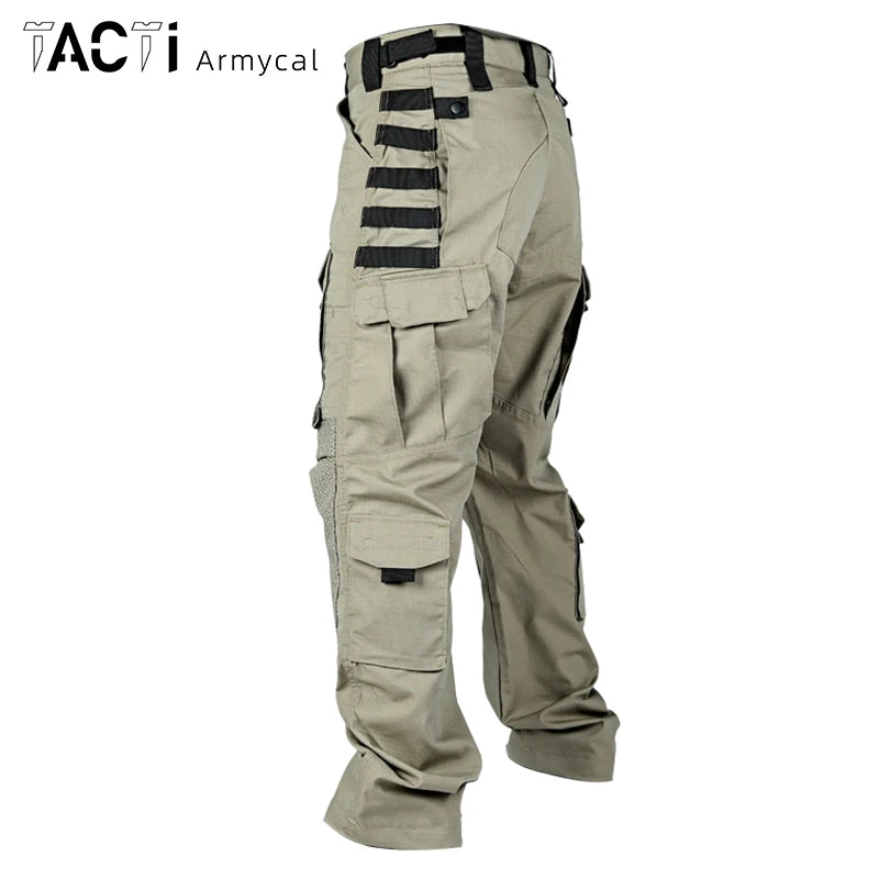 Men Military Tactics Pants Quick Dry Tactical Cargo Pants Wear-Resistant Multi-Pocket Men's Trousers Loose Combat Work Pant Male