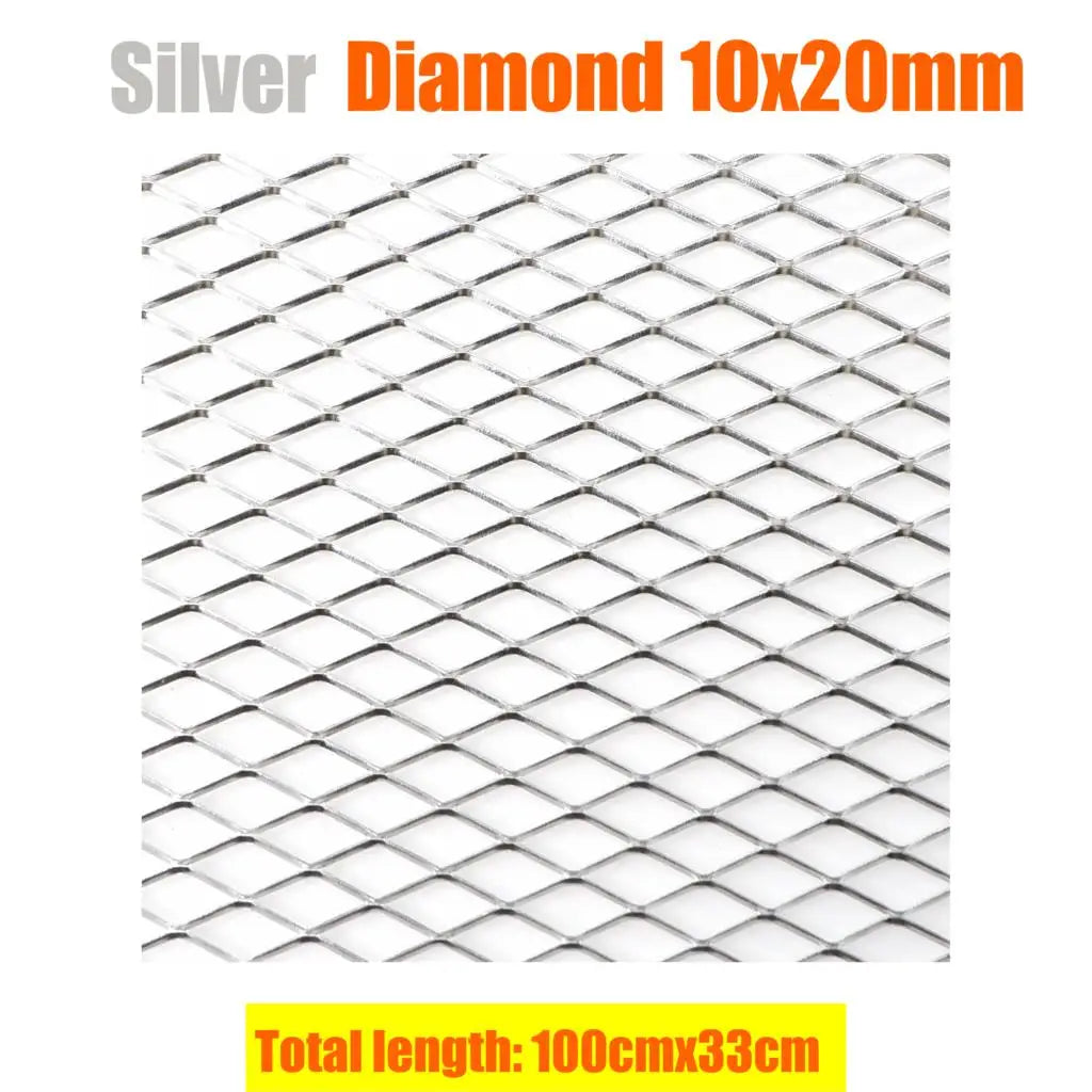 100x33cm Car bumper grille Aluminum Alloy Rhombic Grille Mesh Sheet Car grid ventilation grille for Bumper Car Accessories