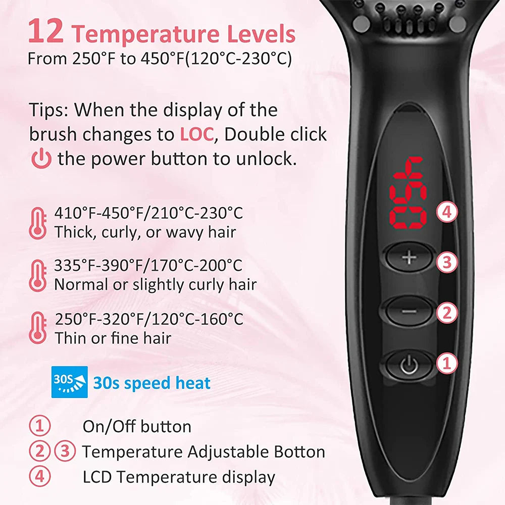 Hair Straightener Brush Comb Electric Hair Brushes Hot Comb Straightener For Hair Anti-scalding Ceramic Beard Straightener Brush