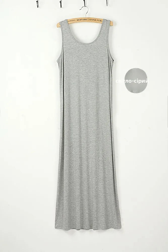 Summer Thin Modal Long Dress Women Loose Black Versatile Dress Strap Vest Skirt Sleeveless Large Size A-Line Korean Style