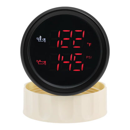 52MM 2 in 1 Digital Oil Temperature & Oil Pressure Gauge 50~150 Celsius Thermometer Indicator Oil Press 0~10 Bar for Boat Cars