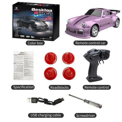 New 4WD 2.4GHZ RC Simulation Mini Drift Car Palm Racing Model Desk Toys 1/64 Scale Remote Control Car Gift for Children Boys.