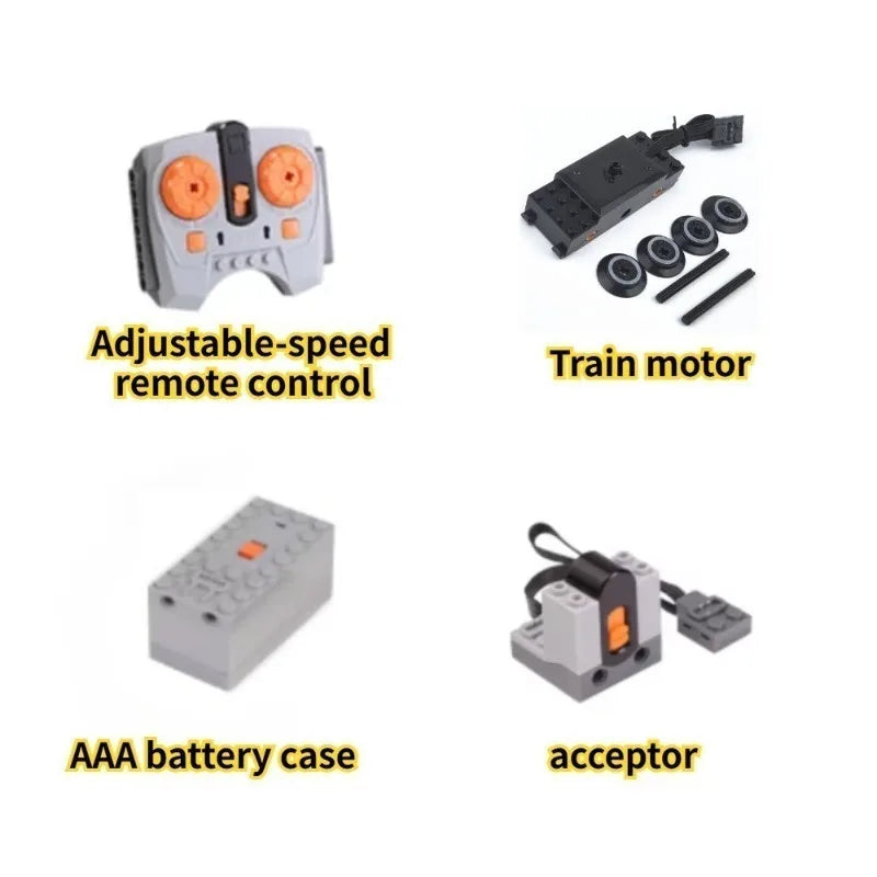 MOC Train Motor Building Block Motor Power Unit Motor Speed Control Remote Receiver Battery Box Series Assembly Components Serie