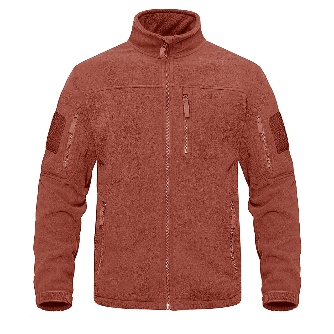 TACVASEN Full Zip Up Green Fleece Jacket Thermal Warm Work Coats Mens Zipper Pockets Jacket Hiking Training Outwear Windbreaker