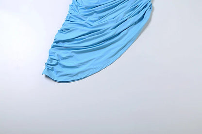Nibber Fashion Asymmetry Split Dress Women Backless Ruched Solid Elegant Slim Birthday Party Clubwear Skew Collar Sexy Vestidos