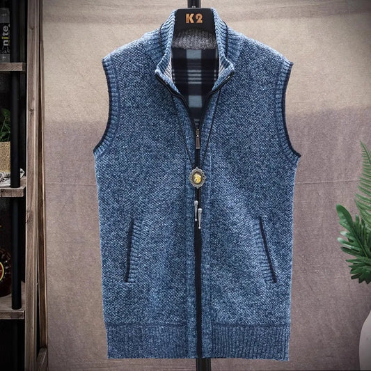 Sweater Cardigan Vest Men's Wear Fall and Winter Knitwear Warm Padded Thickened Jacket Zip Knittwear Harajuku