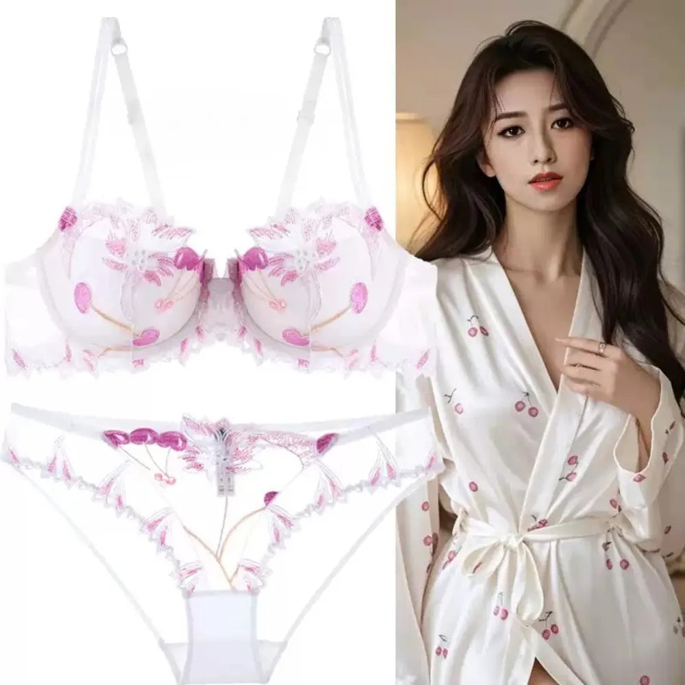 Sexy French Ultra Thin Lace Embroidery Underwire Bra Summer Minimizer Full Coverage Slimming For Busty Women Daily Wear 32-38ABC