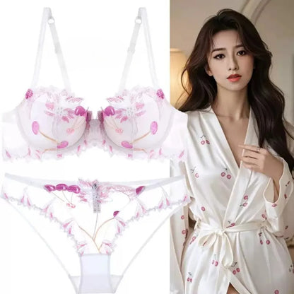 Sexy French Ultra Thin Lace Embroidery Underwire Bra Summer Minimizer Full Coverage Slimming For Busty Women Daily Wear 32-38ABC