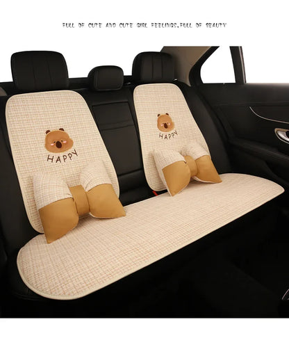 Bear Plush Seat Cushion Cover Universal Skin-Friendly Cute Soft Car Pillow Case Autumn Winter Decorative Seat Accessories