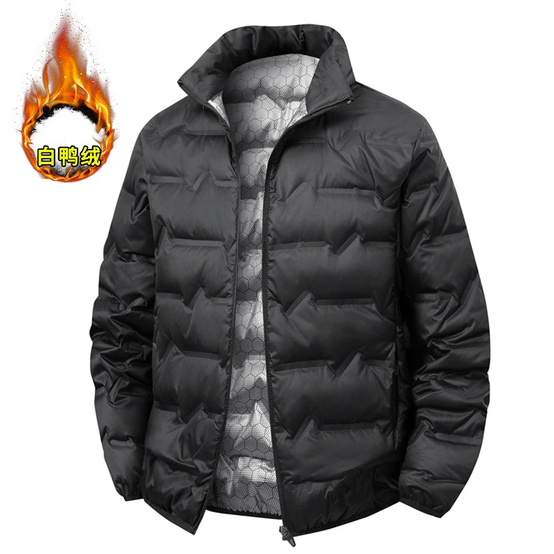 Solid-color middle-aged down jacket for winter warmth, padded lapel cardigan, thick and versatile down jacket