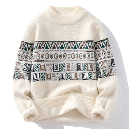 Men's Fashion stripe pattern Sweaters 2024 Autumn/Winter Loose Knittwear Men sweater youth Thick Warm wool pullovers M-4XL ﻿
