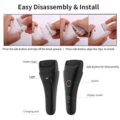 NEW Electric Callus Remover Professional Foot Polisher Pedicure Machine Tools Rechargeable 3 Speed Heel Scrubber 3 Grinder Heads