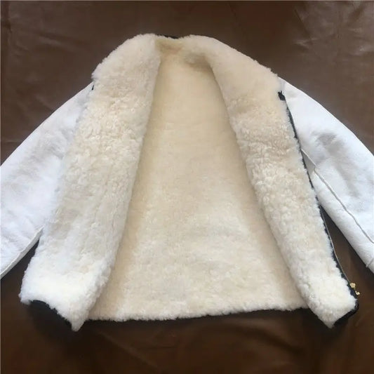 Winter Real Sheepskin Jacket Men Women Sheepskin Fur Coat Long Sleeve Coat Warm Thickened Outerwear Cashmere Clothing Zipper
