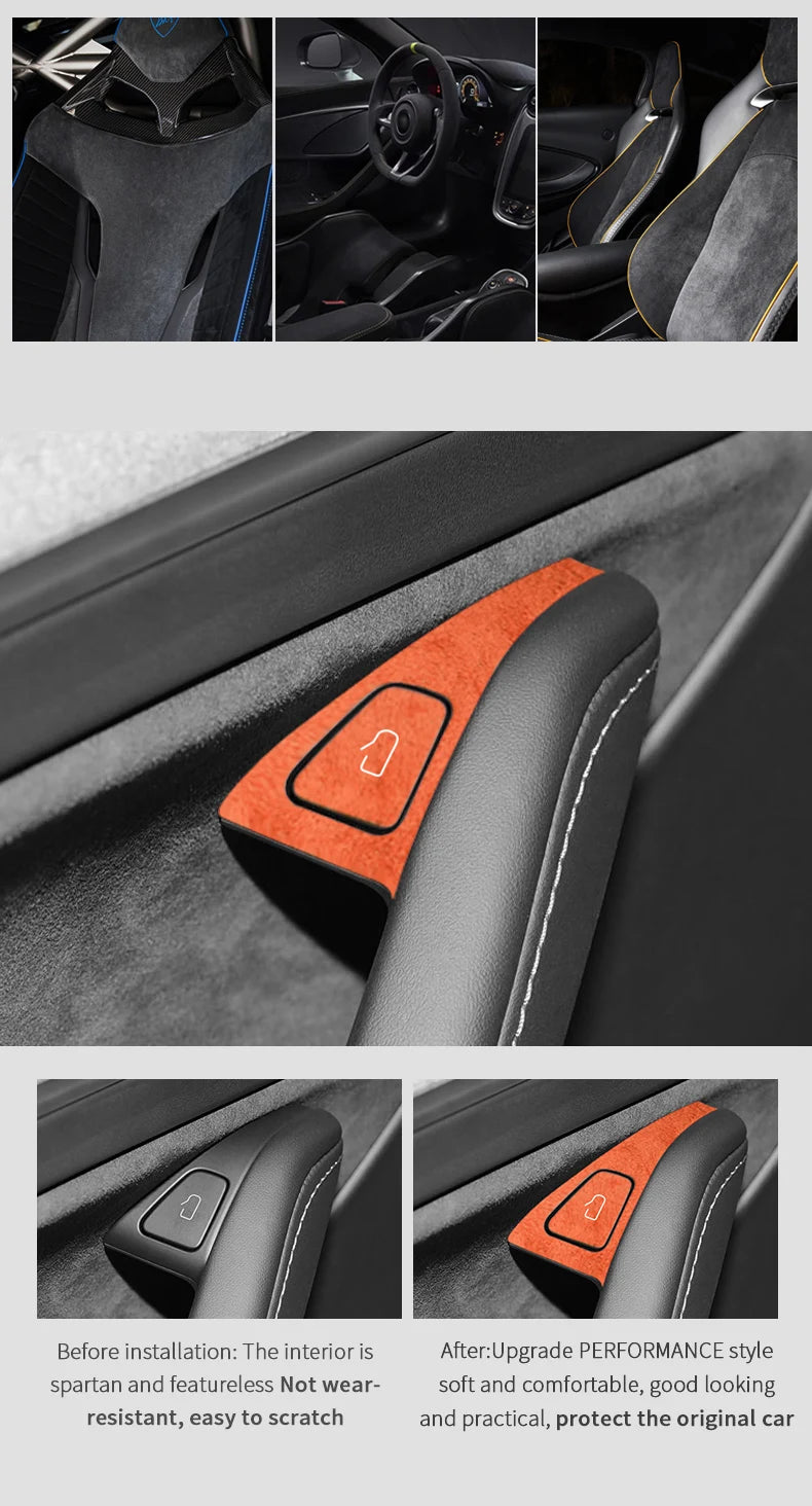Top Suede For Tesla Model 3 Model Y (2019-2024) Door Switch Button Trim Cover Protection Decoration Car Interior Accessories
