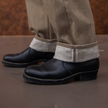 Red Tornado NOIR Kakishibu Dyed Jeans Loose Straight Heavy Selvedge Denim Pants Buckle Tooling Trousers 634