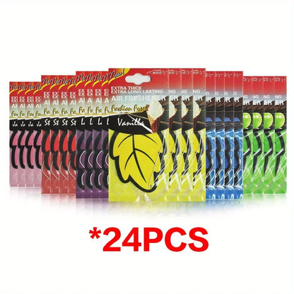 3-60pcs Car Air Freshener Natural Scented Tea Paper Auto Hanging Vanilla Perfume Fragrance Leaf Shape Car Accessories Interior