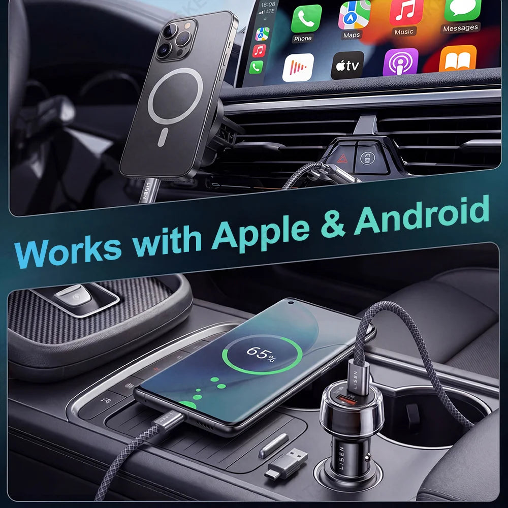 1- 4Pack For IOS&Android System Car Phone Charger GPS Locator Tracker 30W USB Type C QC 3.0 Phone Fast Charging Power Adapter