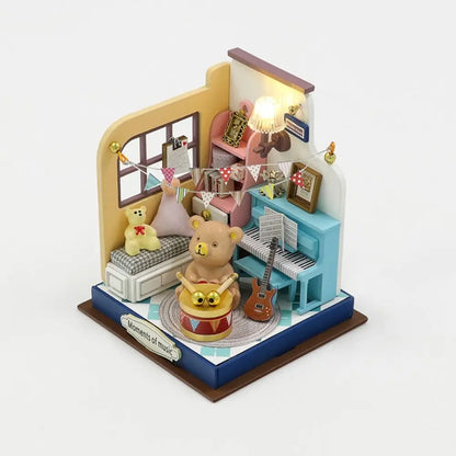 Handmade Coffee Shop Dollhouse Kit Wooden Material Assembly Required Wooden Assembly Mini Size 3D Design DIY 3D Puzzle