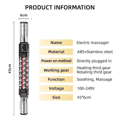 Relaxed Red Light Heated Massage Device 360 Rotating Inner Ball Muscle Relaxation Massage Roller For Whole Body Anti Cellulite