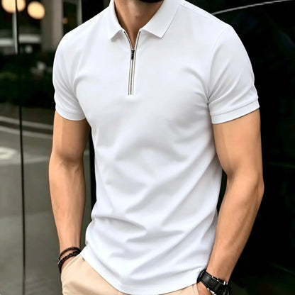 Men's Polo Shirts Solid Short Sleeve Summer Breathable Elastic Collared Short-Sleeved Sports T-Shirt for Active Wear