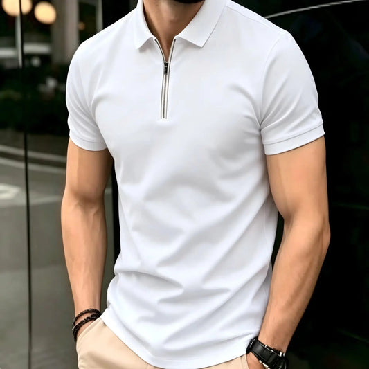 Men's Polo Shirts Solid Short Sleeve Summer Breathable Elastic Collared Short-Sleeved Sports T-Shirt for Active Wear
