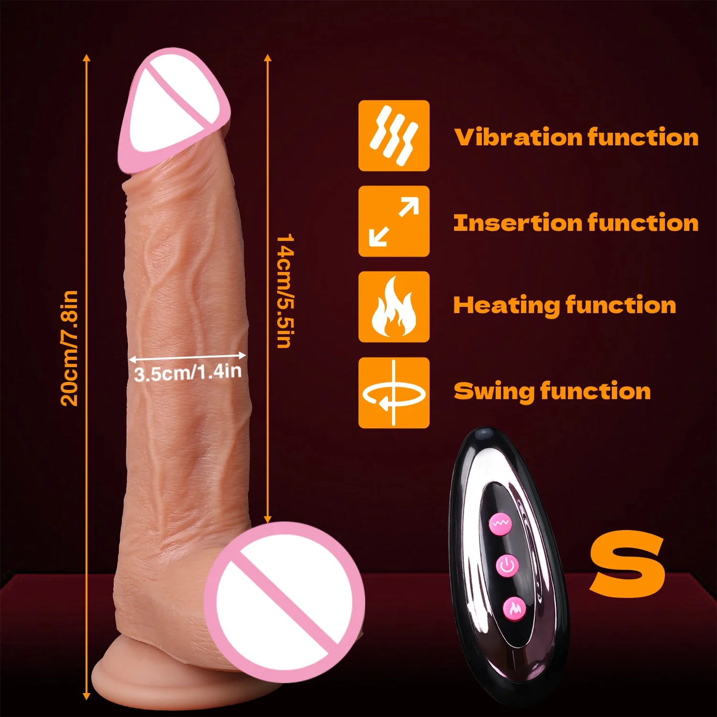 Realistic Dildo Telescopic Penis Vibrator Sex Toys Heating For Women Masturbation Sexy Adult Penetration Anal Thrusting Dildos