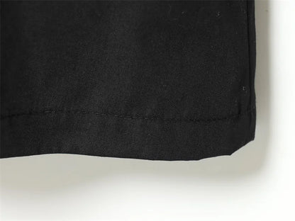 Women's Dress 2026 New Spring Summer Black Pleated Poplin Midi Dress for Women Fashion Stylish Female Dress