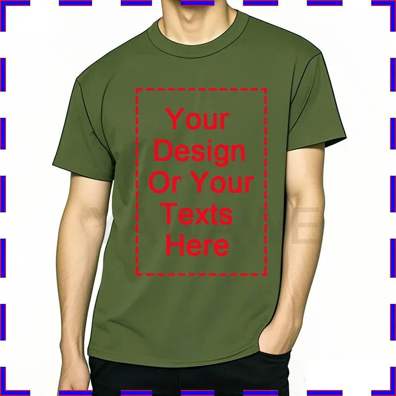 Your Design Here T Shirts Cotton Custom T-Shirt Make Your Design Logo Text for Men and Women Personalized Tshirt Summer Presents