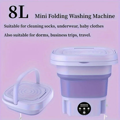 1 portable mini washing machine - 8-liter capacity, 3 deep cleaning modes, suitable for underwear, apartments, camping