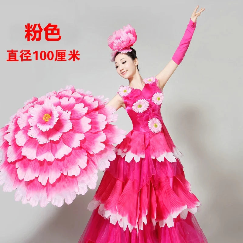 Dance Art Elegant Peony Flower Umbrella Fiber Umbrella Opening Dance Stage Performance Costume Props National Costume Stage Wear