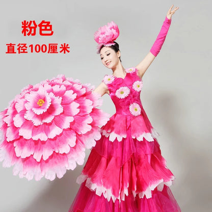 Dance Art Elegant Peony Flower Umbrella Fiber Umbrella Opening Dance Stage Performance Costume Props National Costume Stage Wear