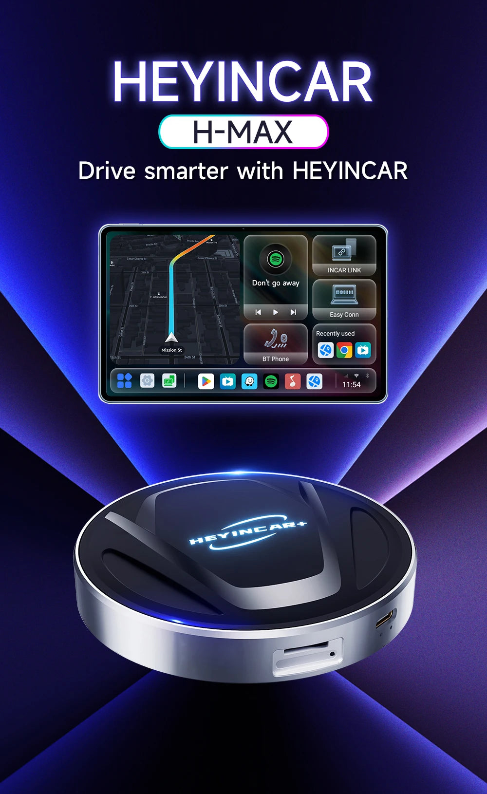 Android 13 HEYINCAR CarPlay AI Box Qualcomm SM6225 Wireless CarPlay Android Auto Smart TV Box For Netflix YouTube 4+64G 8+128G