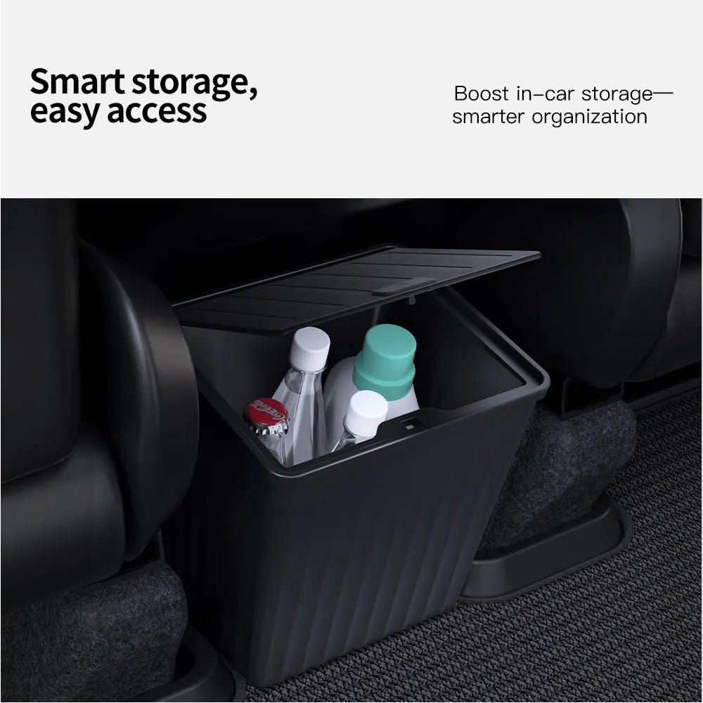 YZ For Tesla Model 3 Higland Y Juniper 2026 Rear Trash Can Storage Box With Cover Car Speical Organizer Umbrella Box Accessories