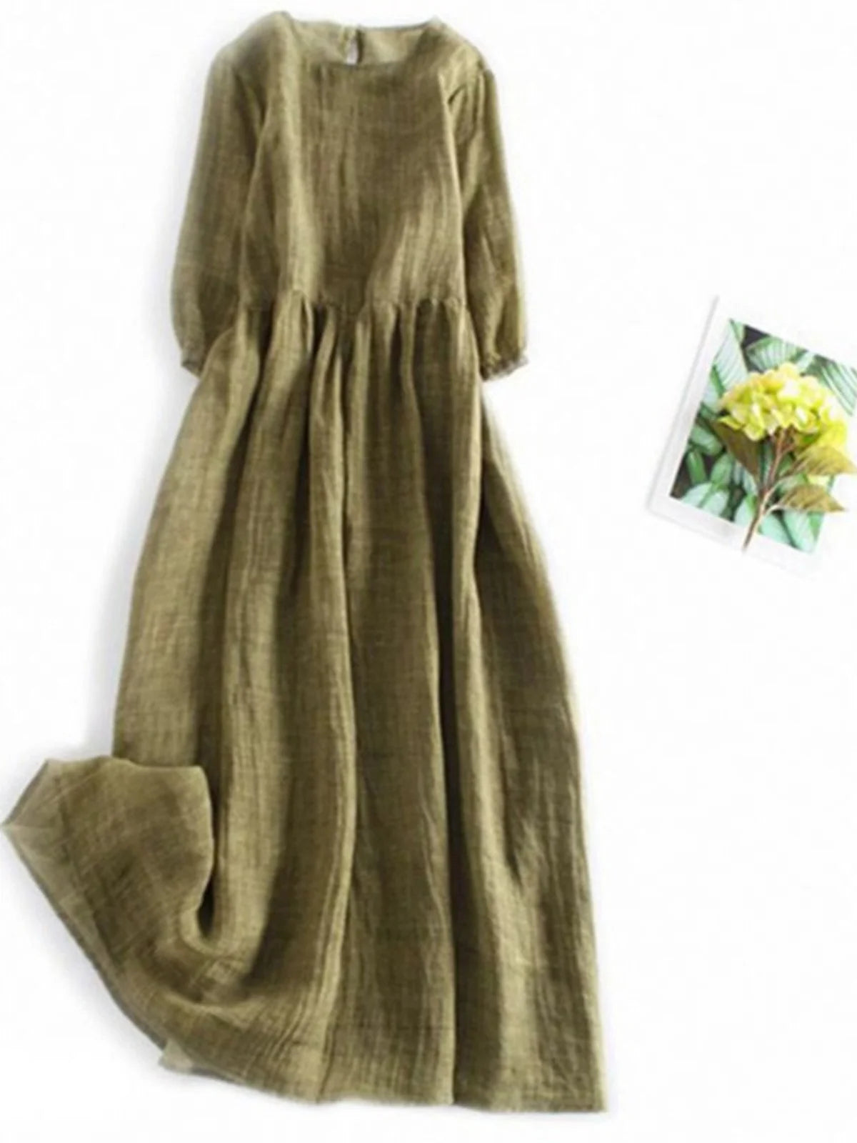 Elegant High-End Cotton Linen Dress Women's Fashionable Oversized Skirt A-Line Long Robe Drifting Style Summer Commute Pure C...