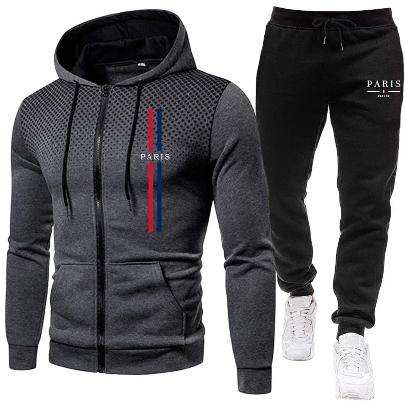 Men's Sports Set Zipper Hoodie + Pants 2piece Set Autumn Winter Daily Casual Training Jogging Suit Male Outdoor Fashion Outfits