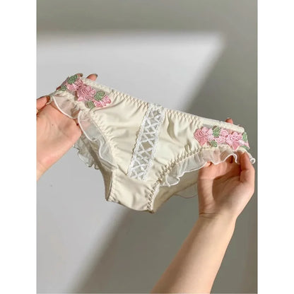 Sweet Innocent Japanese Style Lingerie Set Cute Soft Wireless Bra Gathered Push Up Thin Fabric Summer Lightweight Underwear S-XL