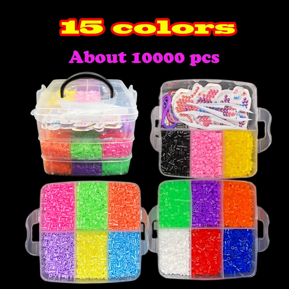 Fuse Beads Kit, 600pcs 5mm Iron Beads Set for Kids, DIY Art Craft Toys Iron Beads,  Christmas Birthday Gift for Boys and Girls