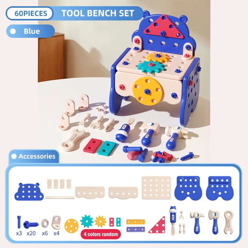 Children's Tool Set with Electric Toy Drill Kids Power Construction Toy Pretend Play Toy Tools Kit for Toddler Boys Girls