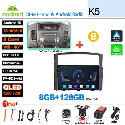 Android 16Carplay For Mitsubishi Pajero 4 V80 V90 2006 2007 -2014 Car Radio Video GPS Navigation Player Unit Multimedia Stereo