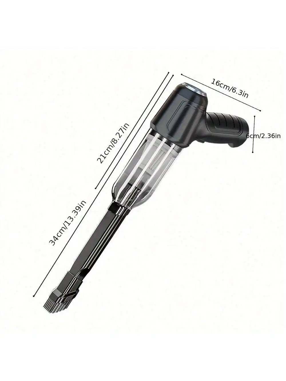Handheld vacuum cleaner with integrated suction and blowing functions, ideal for cleaning cars, homes, offices, and pet areas.