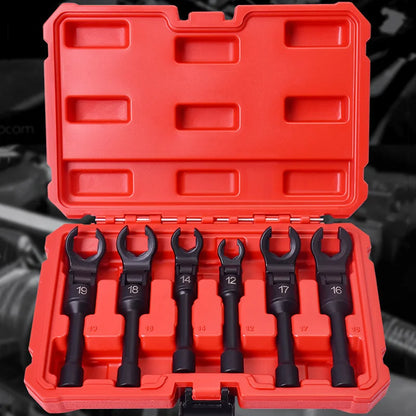 6 Pcs 12mm-19 mm Long Flex Head Crows Foot Line Wrench Set 3/8" Drive Injector Fuel Line Crowfoot Flare Nut Socket Wrench