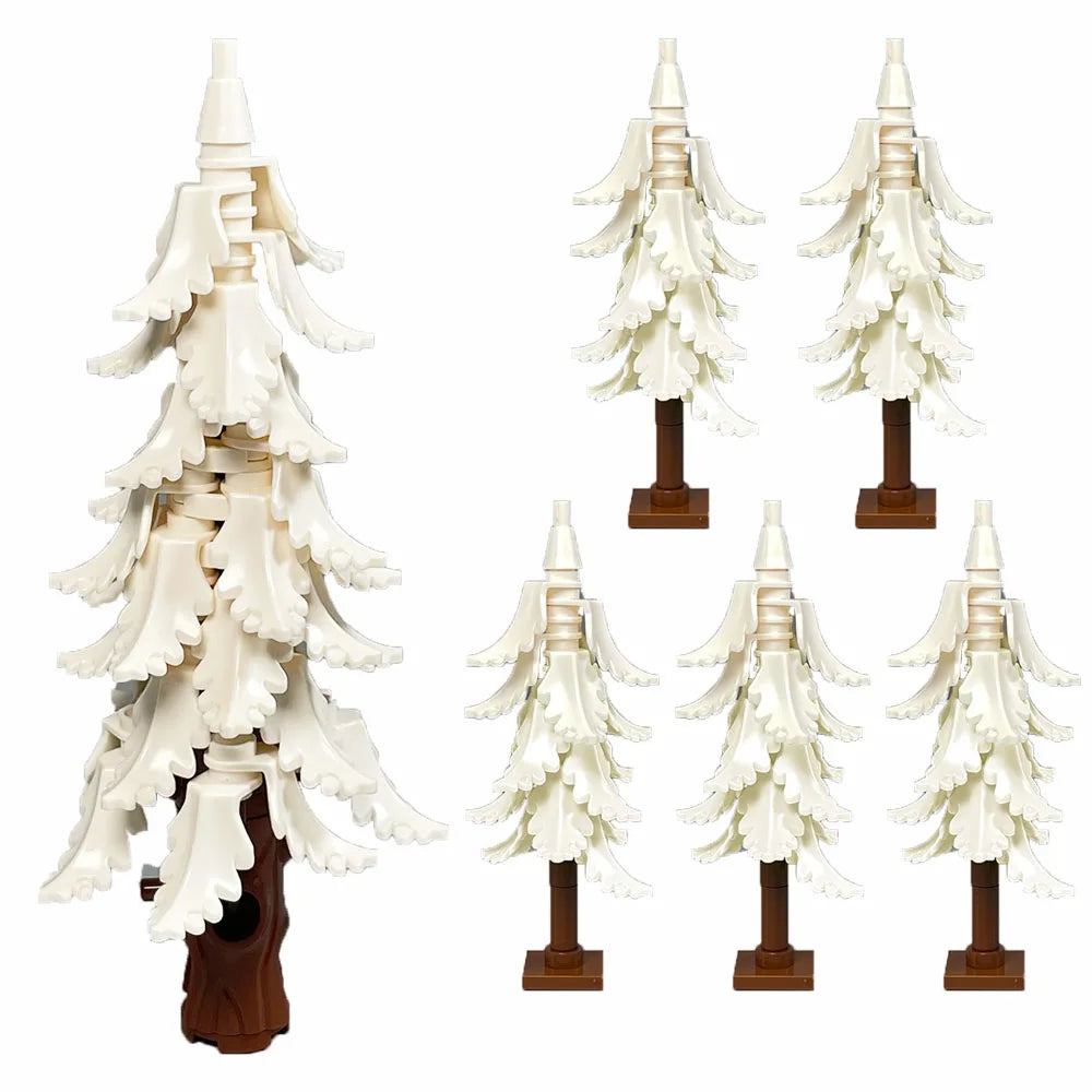 MOC Plant & Tree Parts: Green Grass, Pine Trees, Leaf Flowers & City Building Bricks Accessories - Assemble Blocks Kit