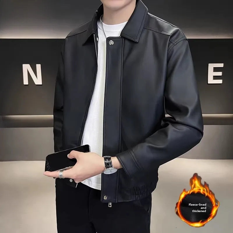 TUCANO Men's Genuine Leather Jacket 2026 Autumn Winter Warm Sheepskin Slim Fit Biker Style Stand Collar Coat Outerwear