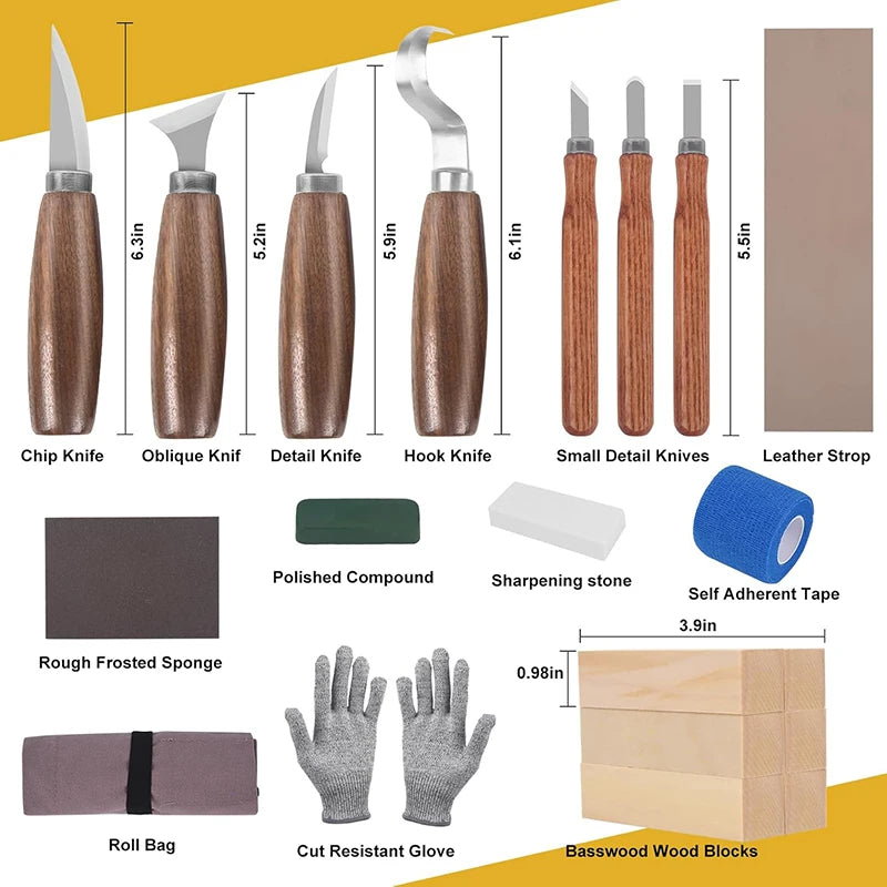 Wood Carving Kit Wood Carving Tools Set With Wood Carving Knives Detail Knives Blocks Whittling Kit For Beginners Adults Kids
