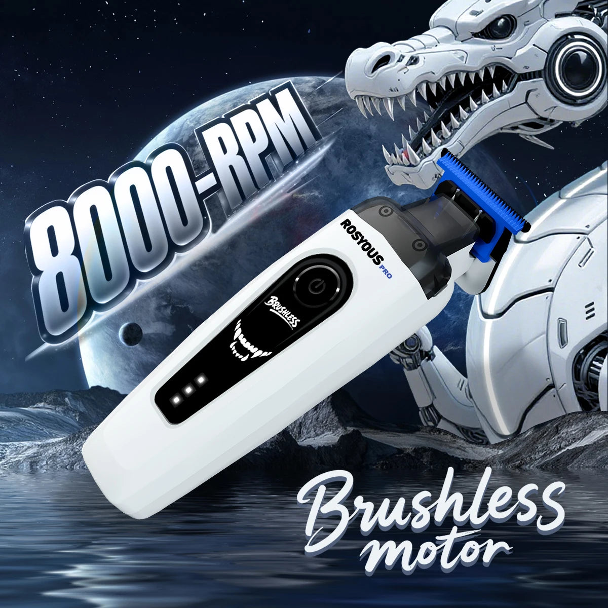 ROSYOUS RSpro-202 Hair Trimmer for Men DLC T-Blade 8000RPM Brushless Motor with Base Charger Professional Hair Cutting Machine