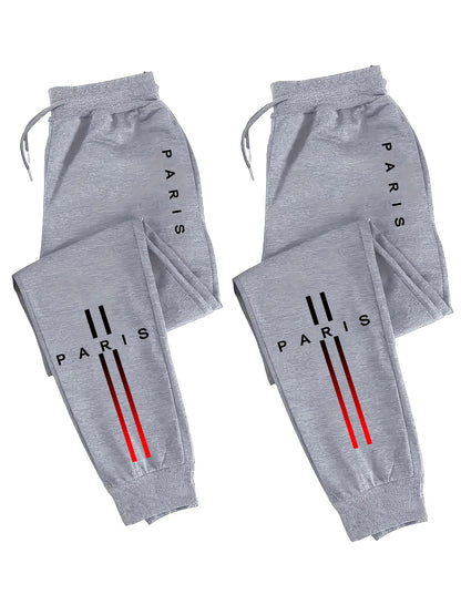 2-Pack Men's Polyester Joggers, Drawstring Waist, Wrinkle-Resistant, Breathable, Slim-Fit, Cuffed Hem, Drop-Dead Drape,
