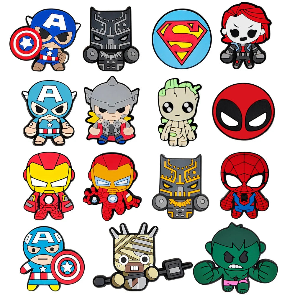 7-104Pcs Hot Toys Cartoon Series Shoe Charms for Clogs Sandals Decoration Shoes Accessories Buckle for Kids Friends Gift
